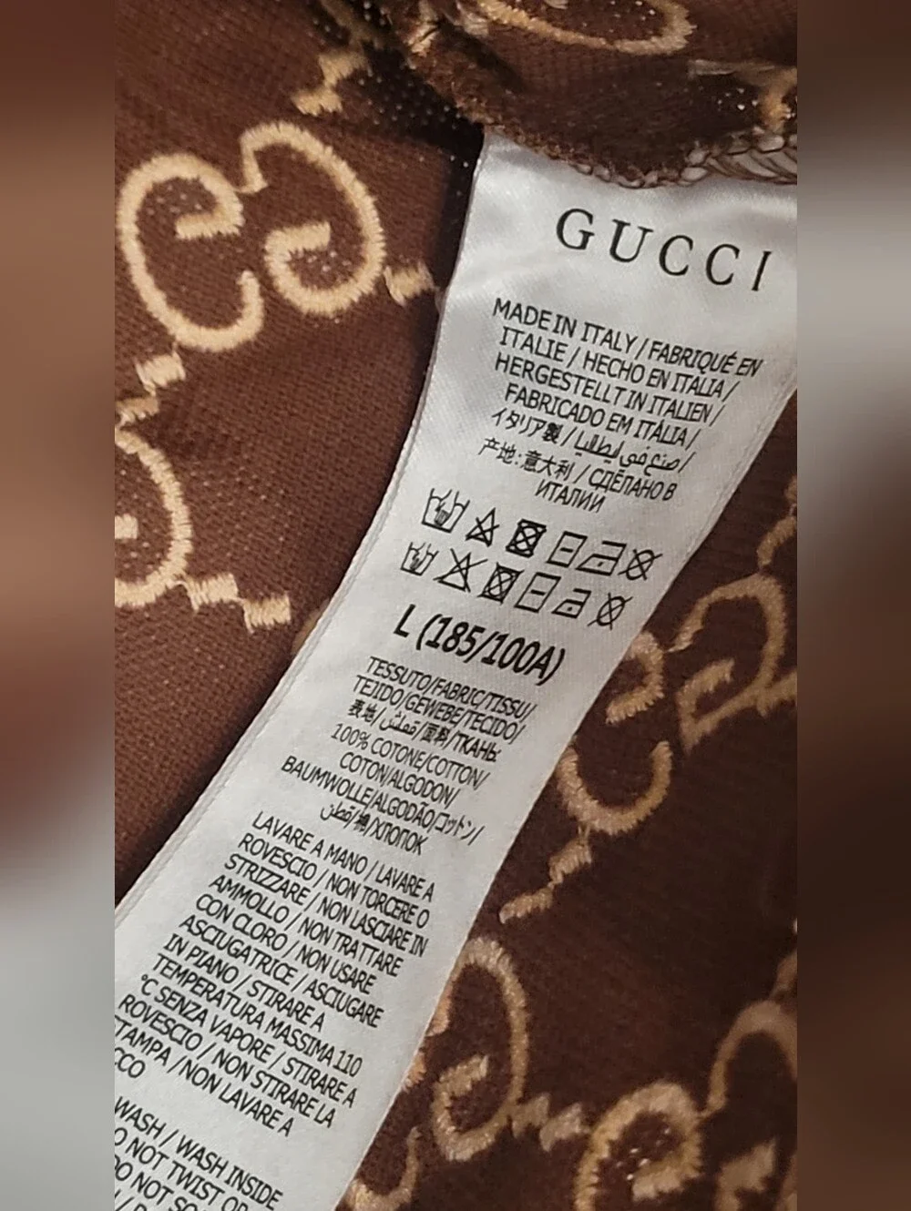 🇮🇹 Gucci Embroidered 👕Brown and Cream GG🇮🇹 Monogram Polo✨️